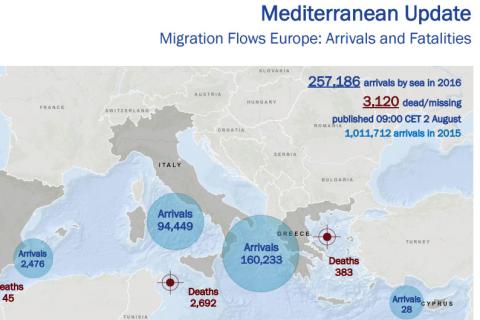 Mediterranean Update | Migration Flows Europe: Arrivals and Fatalities (2 August 2016)