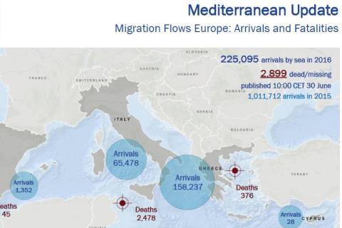 Mediterranean Update | Migration Flows Europe: Arrivals and Fatalities (30 June 2016)