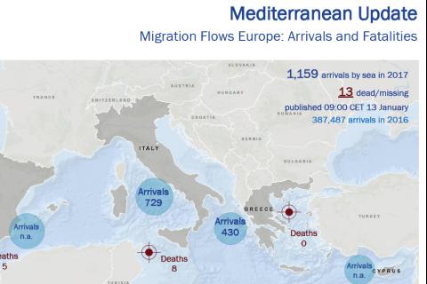 Mediterranean Update | Migration Flows Europe: Arrivals and Fatalities (13 January 2017)
