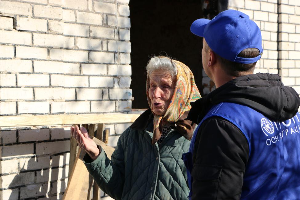 Halyna’s house was destroyed by the war and repaired by IOM. Photo: IOM 2022